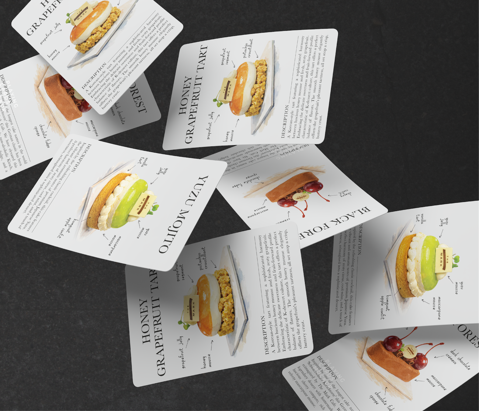 The Mark, menu cards