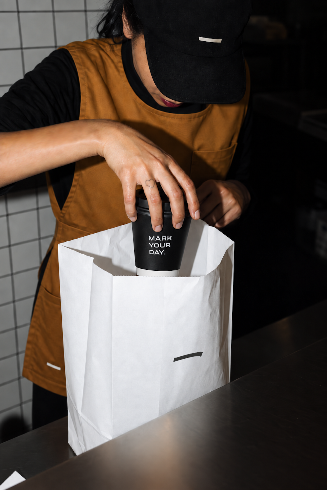 The Mark, takeaway bagging at the counter