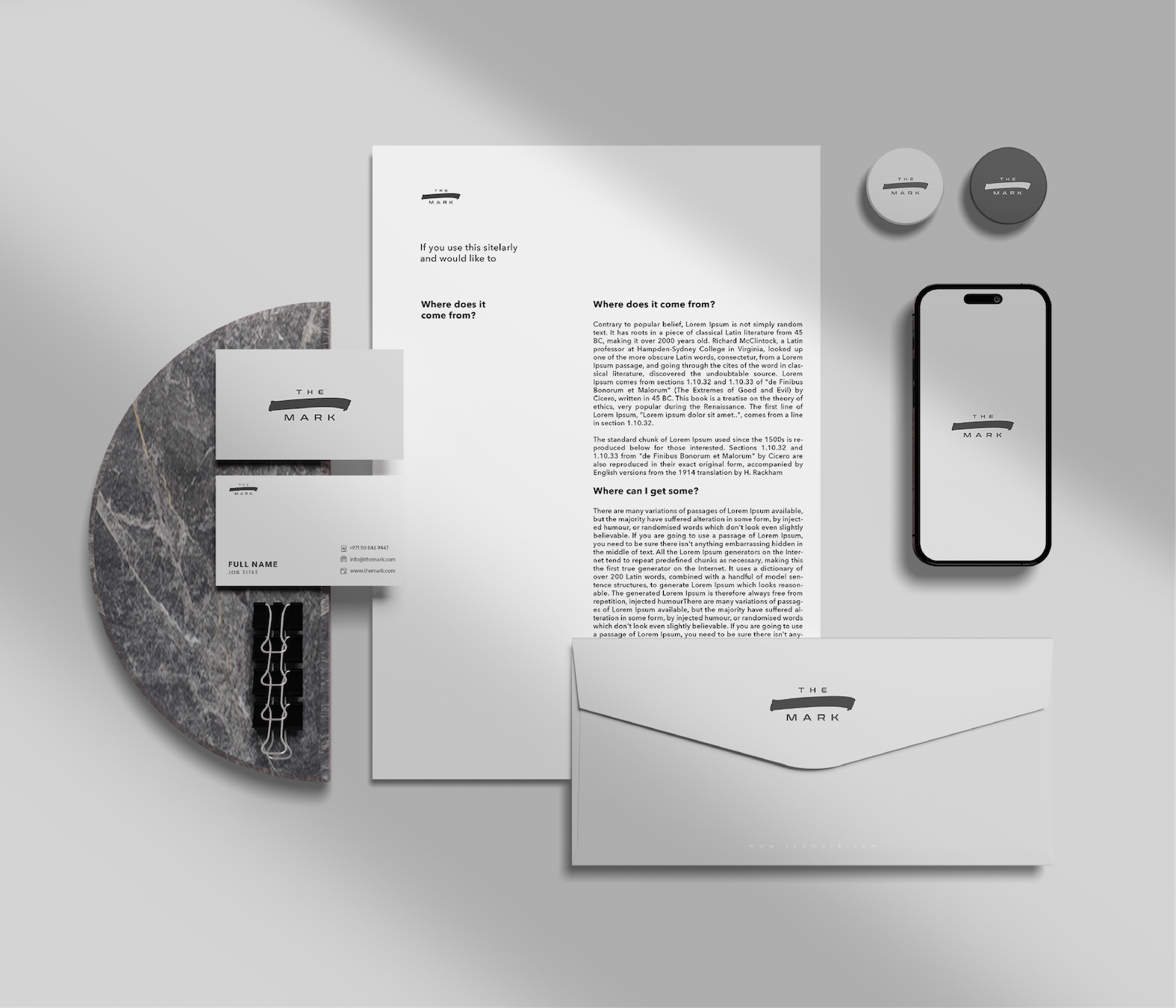 The Mark, stationery set